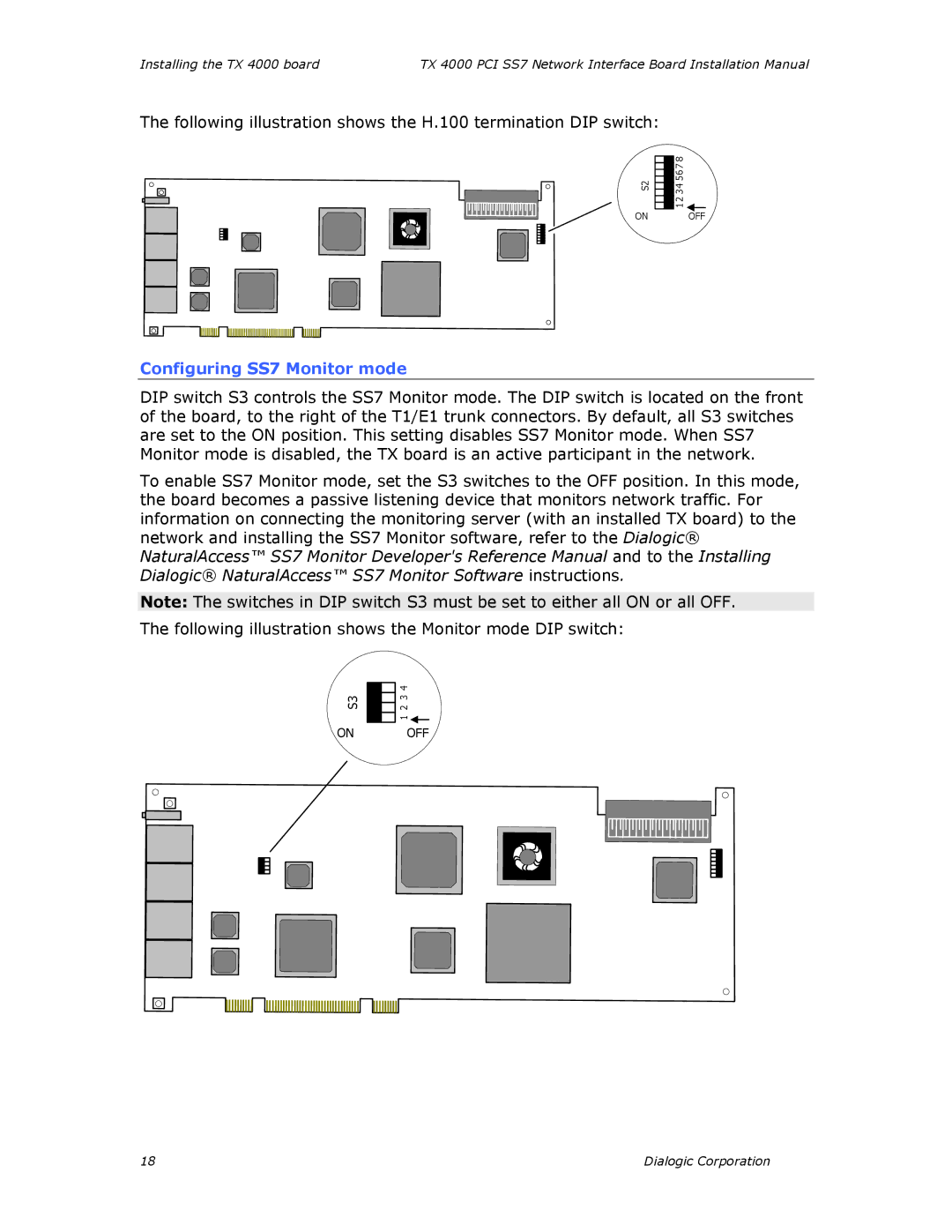 Dialogic TX4000 PCI SS7 installation manual Configuring SS7 Monitor mode 