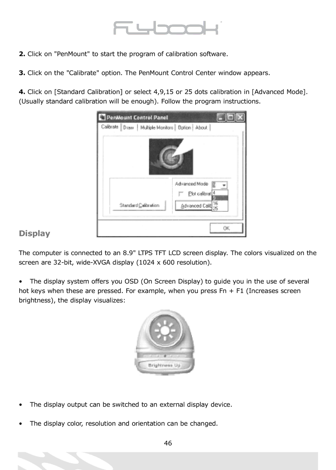 Dialogue Tech Flybook 3G Notebook PC user manual Display 