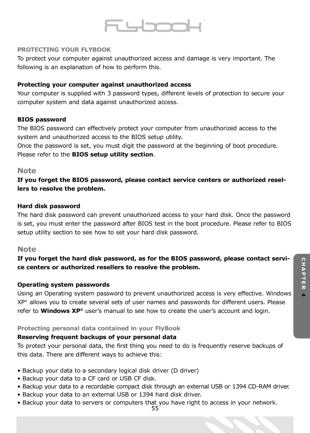 Dialogue Tech Flybook 3G Notebook PC user manual Protecting your computer against unauthorized access, Bios password 