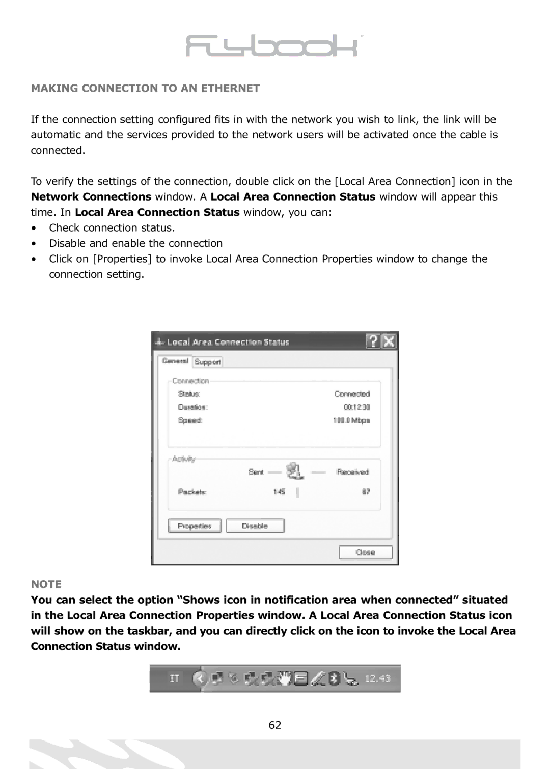 Dialogue Tech Flybook 3G Notebook PC user manual Making Connection to AN Ethernet 