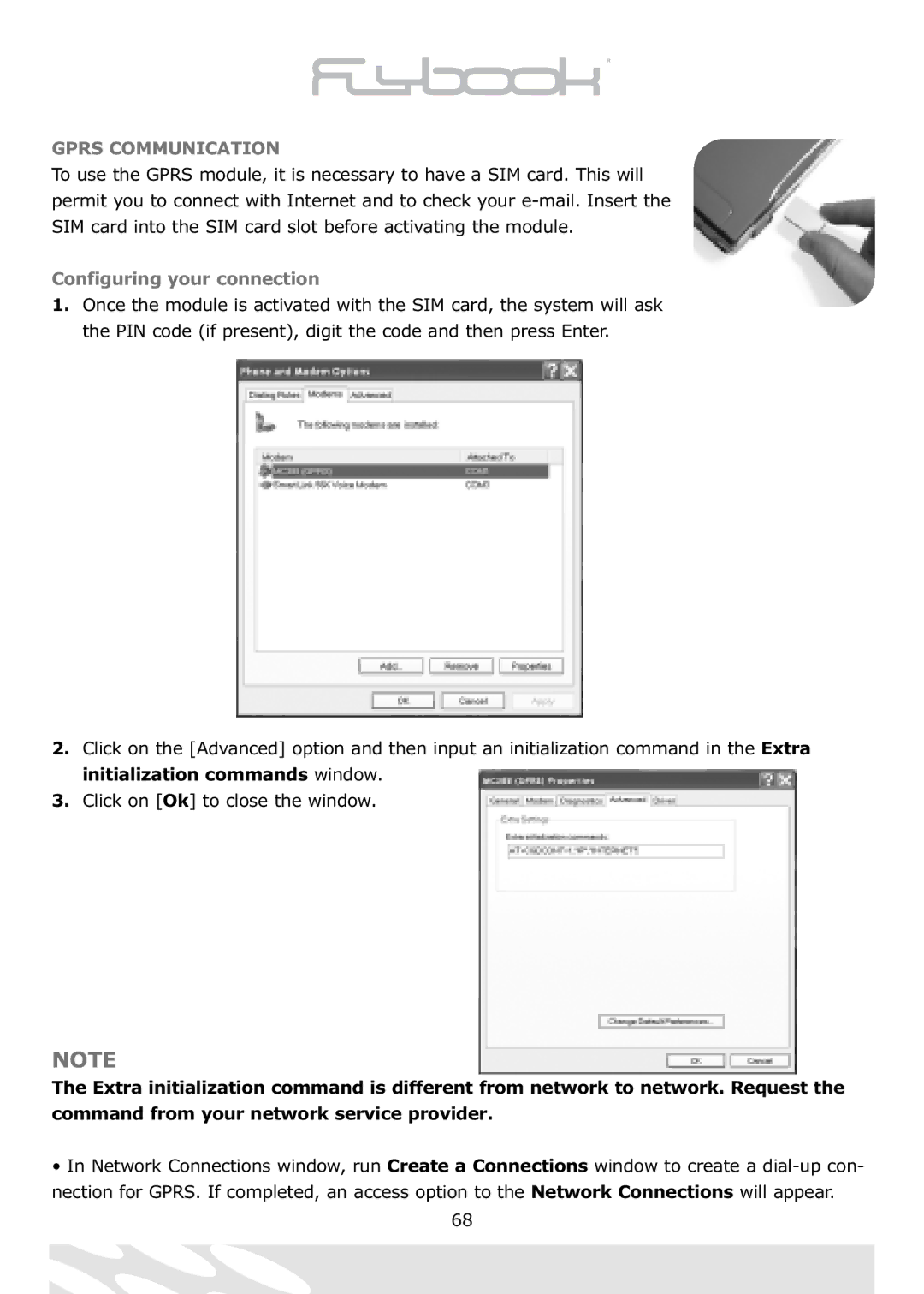 Dialogue Tech Flybook 3G Notebook PC user manual Gprs Communication, Configuring your connection 