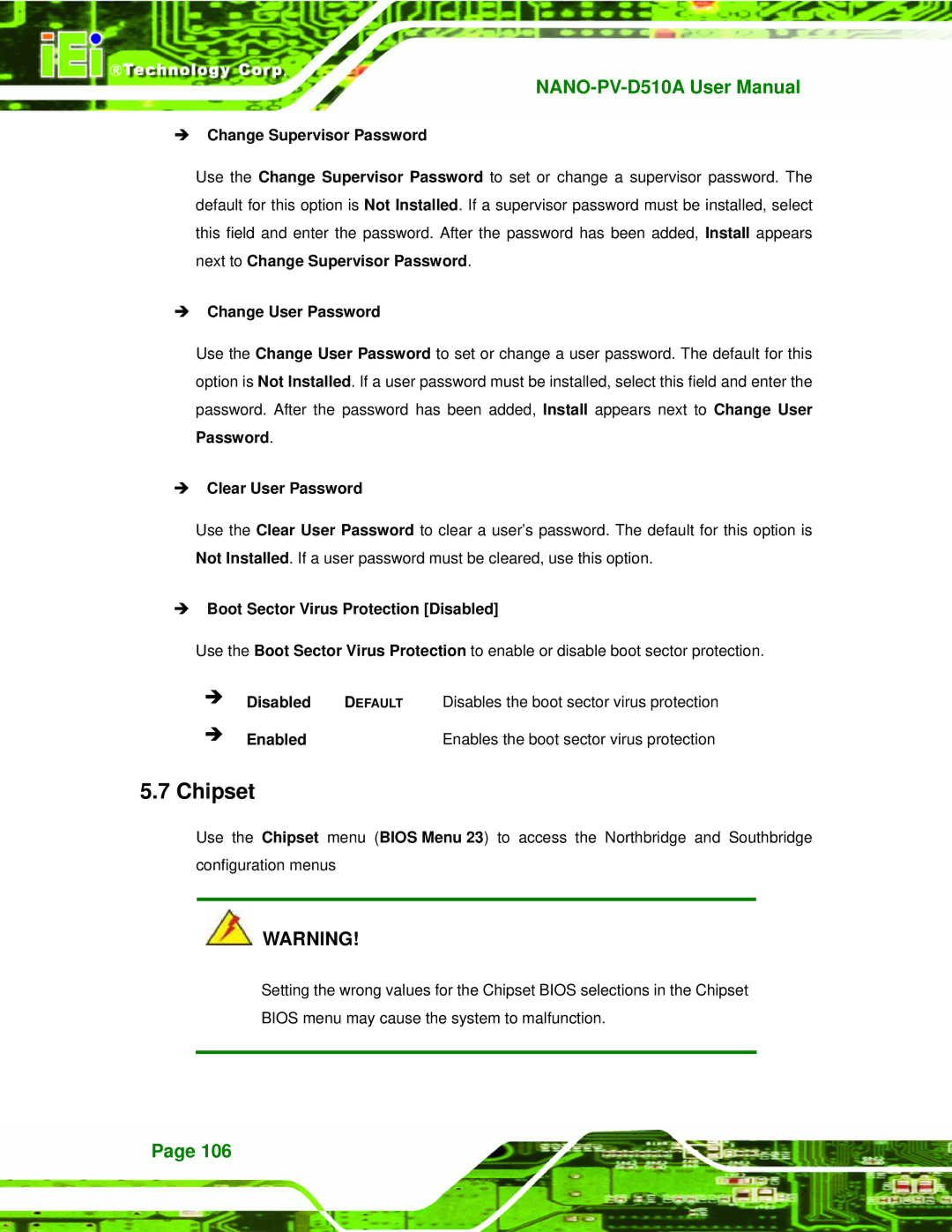 Dialogue Tech NANO-PV-D510A user manual Chipset 