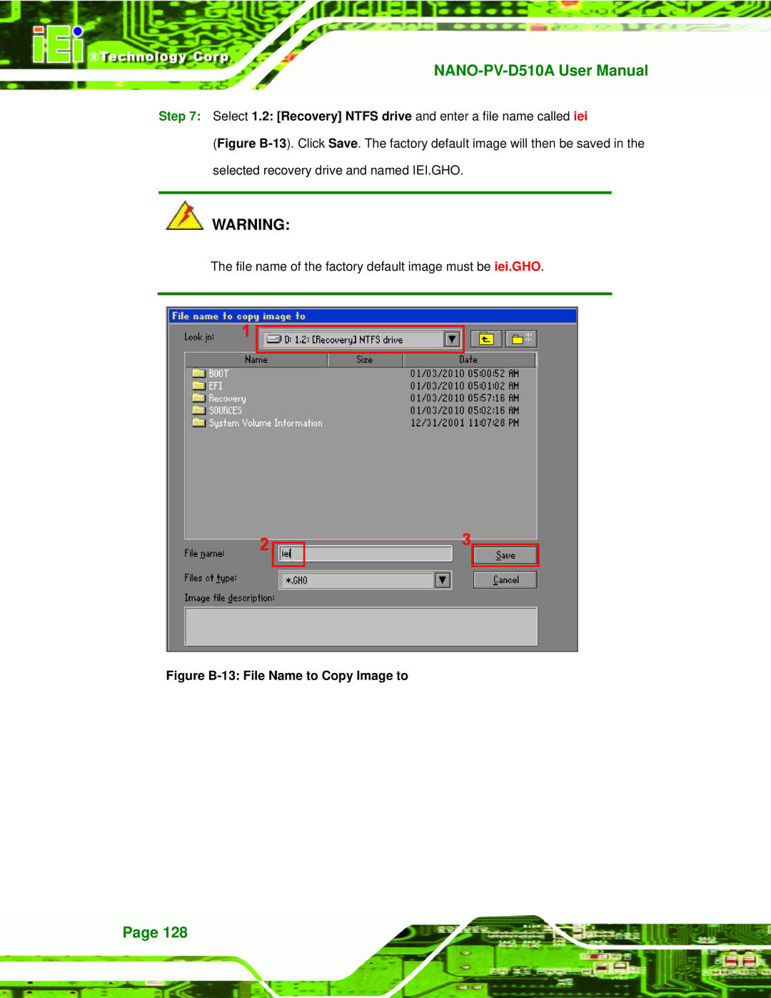 Dialogue Tech NANO-PV-D510A user manual Figure B-13 File Name to Copy Image to 