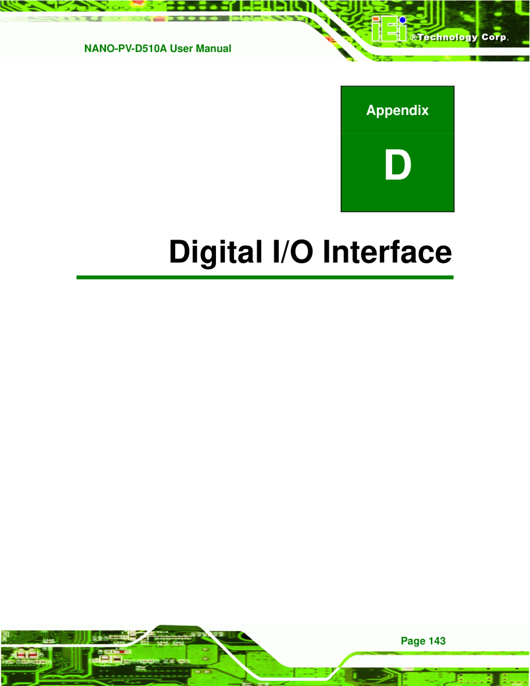 Dialogue Tech NANO-PV-D510A user manual Digital I/O Interface 