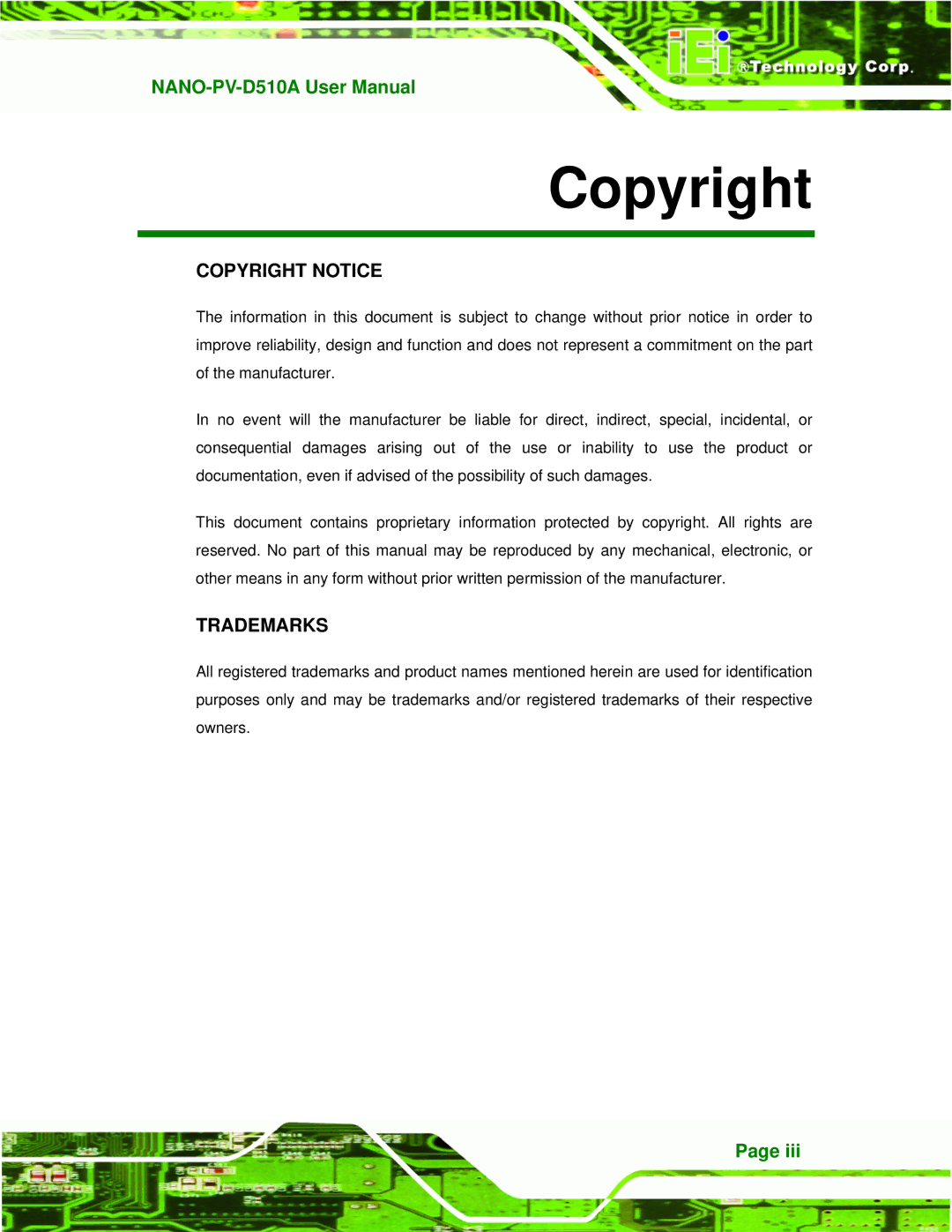 Dialogue Tech NANO-PV-D510A user manual Copyright Notice 