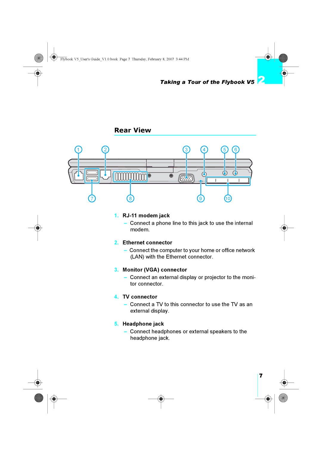 Dialogue Tech V5W1BBHA user manual Taking a Tour of the Flybook V5 