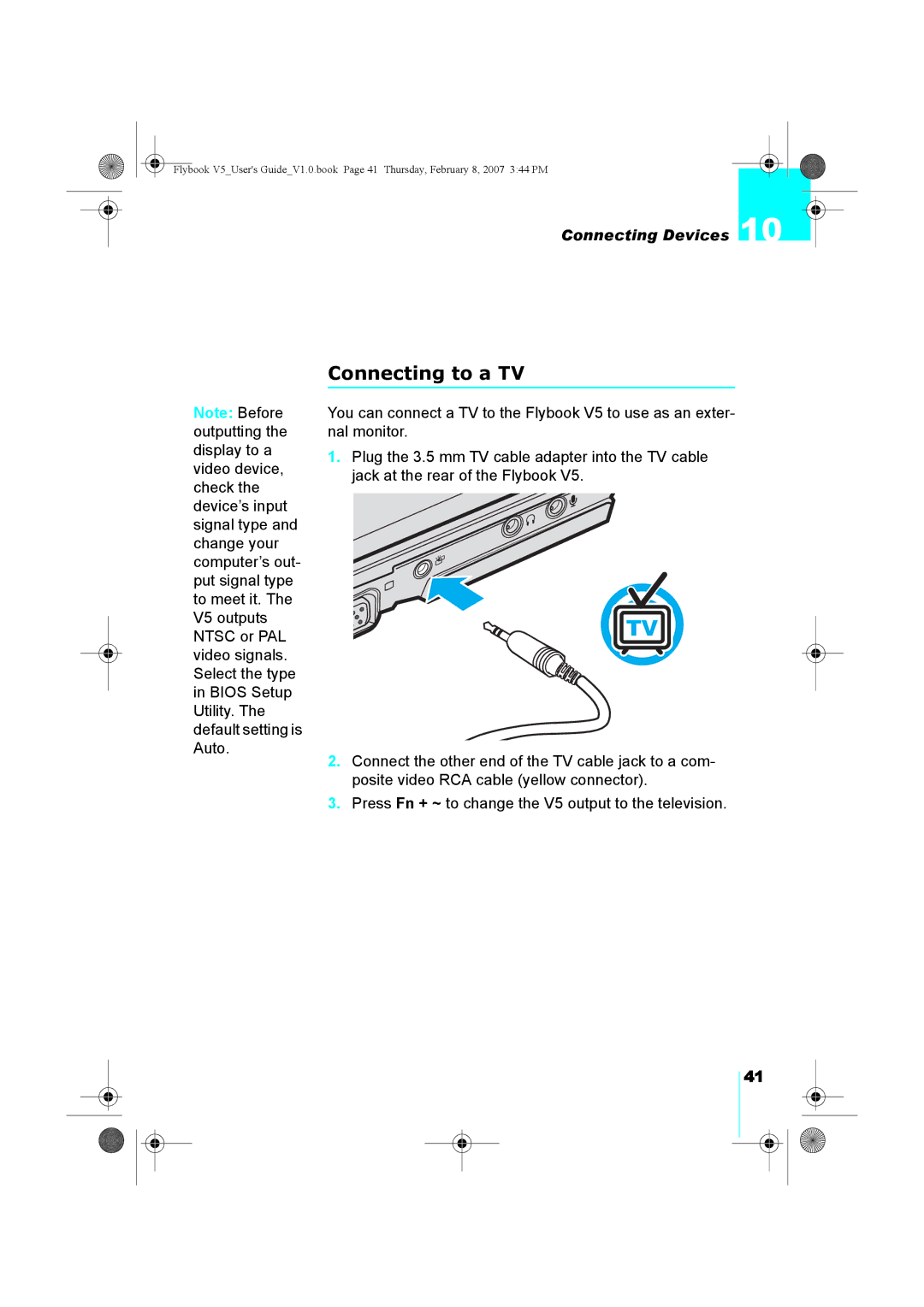 Dialogue Tech V5W1BBHA user manual Connecting to a TV 