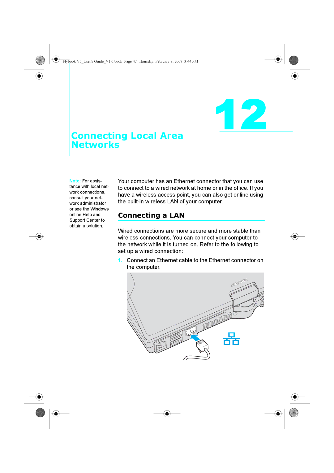 Dialogue Tech V5W1BBHA user manual Connecting Local Area Networks, Connecting a LAN 