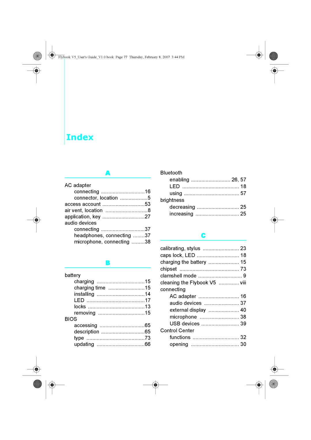 Dialogue Tech V5W1BBHA user manual Index, Bios 