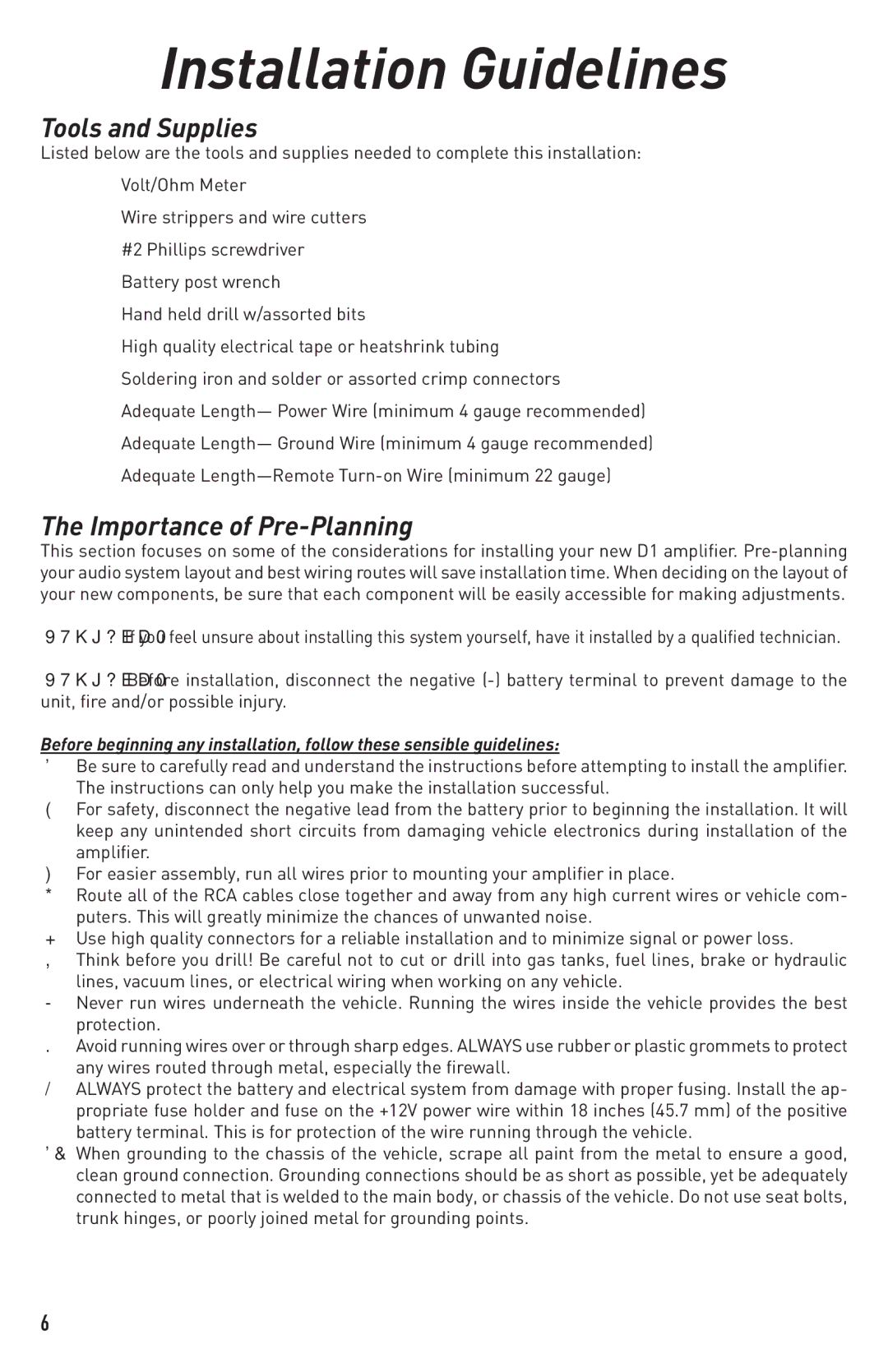 Diamond Audio Technology D1 400.1, D1 300.4, D1 250.2 installation manual Tools and Supplies, Importance of Pre-Planning 