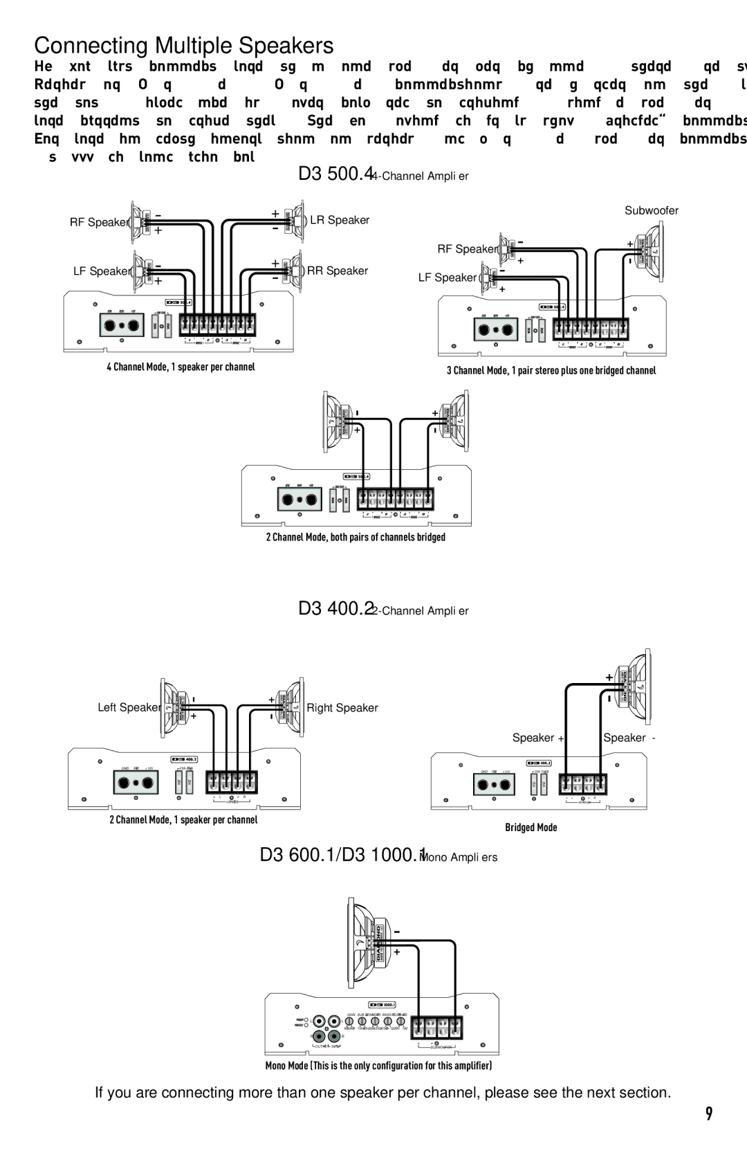 Diamond Audio Technology D3 600.1, D3 500.4, D3 1000.1, D3 400.2 Connecting Multiple Speakers, Left Speaker Right Speaker 