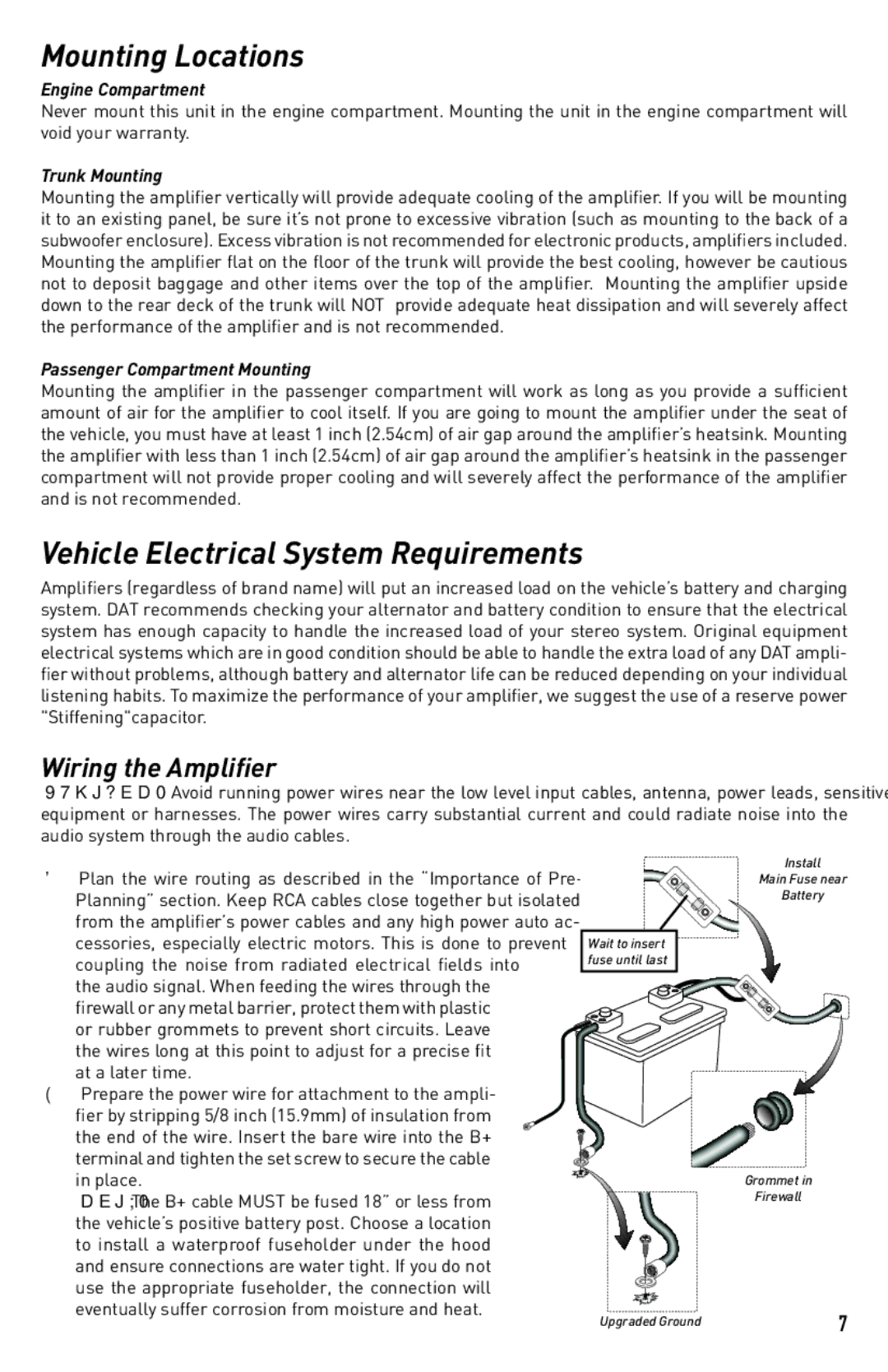 Diamond Audio Technology HA 700.2 Mounting Locations, Vehicle Electrical System Requirements, Wiring the Amplifier 