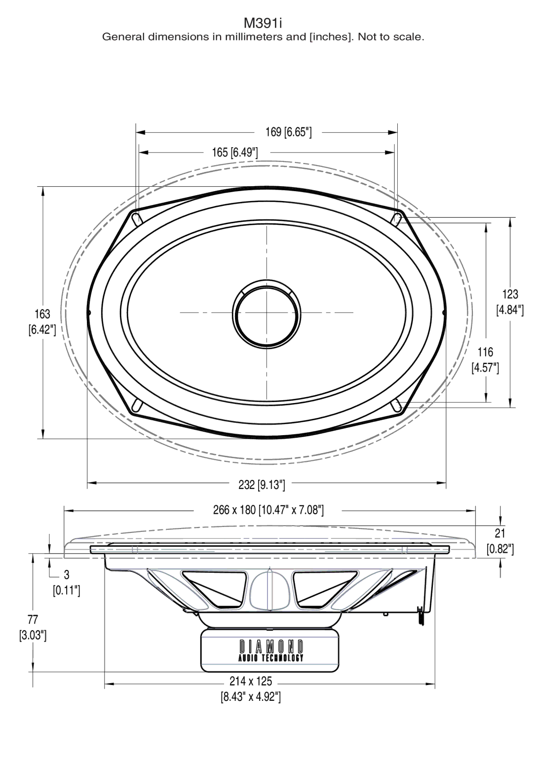 Diamond Audio Technology M331I - M341I owner manual M391i, 169 165 163 232 266 x 180 10.47 x 214 x 43 x 123 116 