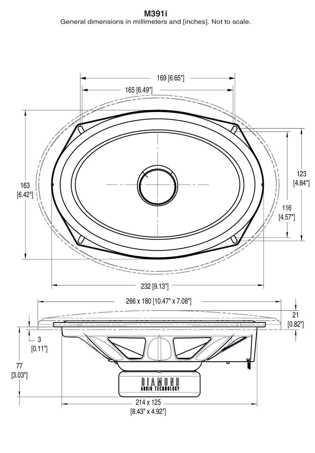 Diamond Audio Technology M361, M371I - M391I, M341, M351 M391i, 169 165 163 232 266 x 180 10.47 x 214 x 43 x 123 116 