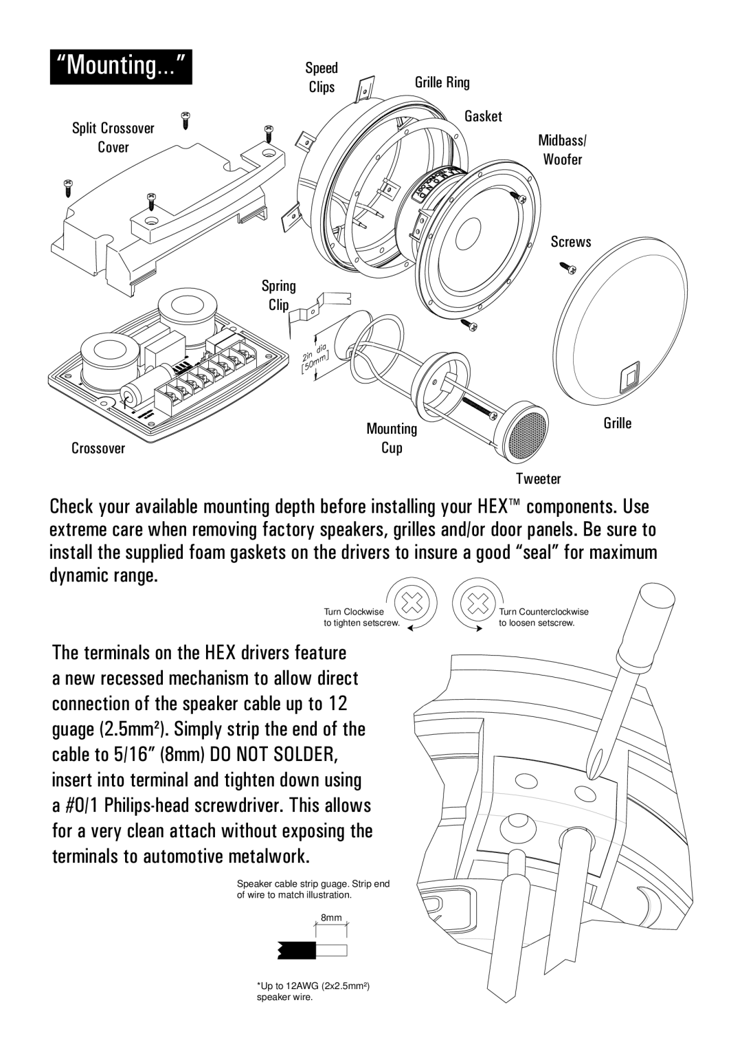 Diamond Audio Technology S500, S600, S400 manual Mounting… 