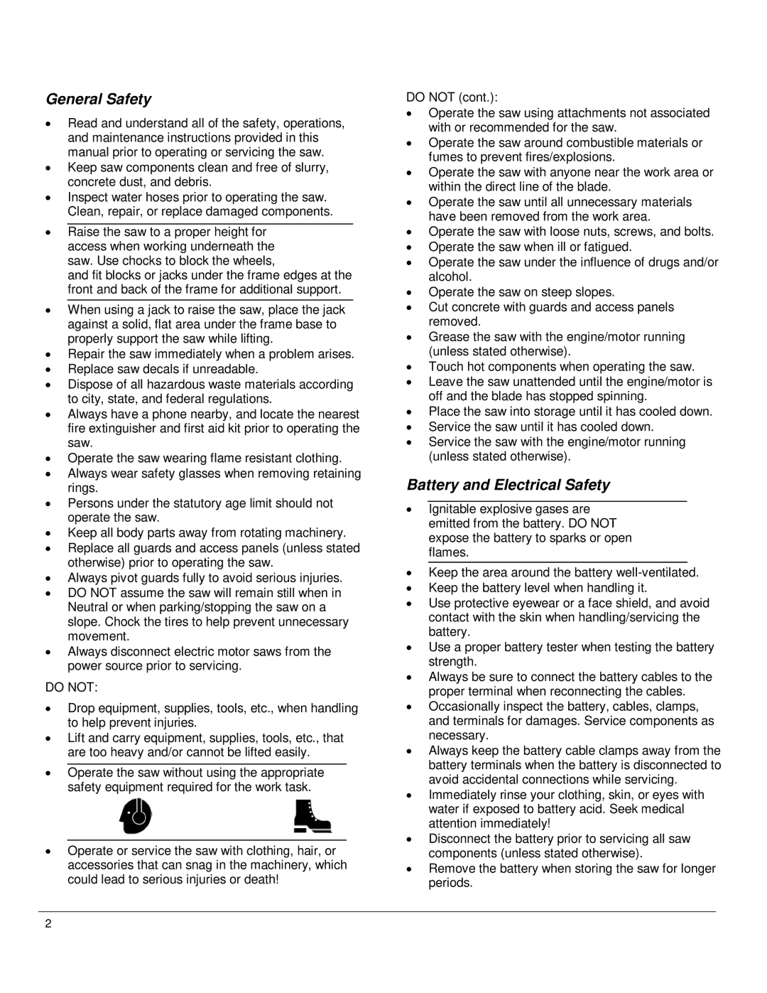 Diamond CC1800 manual General Safety, Battery and Electrical Safety 