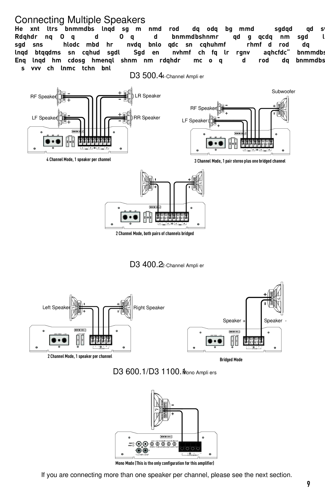 Diamond D3 400.2, D3 600.1, D3 1100.1, D3 500.4 manual Connecting Multiple Speakers, 8VccZaBdYZ!WdieVghdXVccZahWgY\ZY 