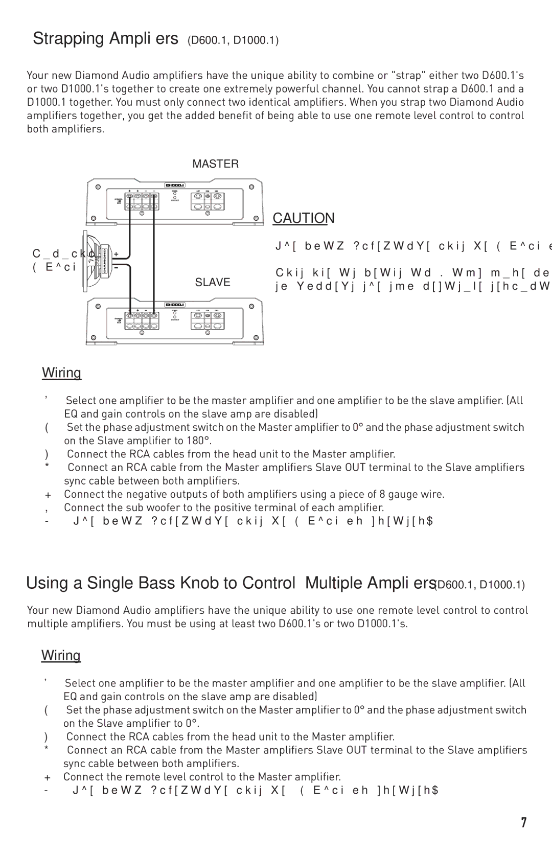 Diamond D300.4, D300.2, D400.1, D600.4 installation manual Strapping Amplifiers D600.1, D1000.1, Master 