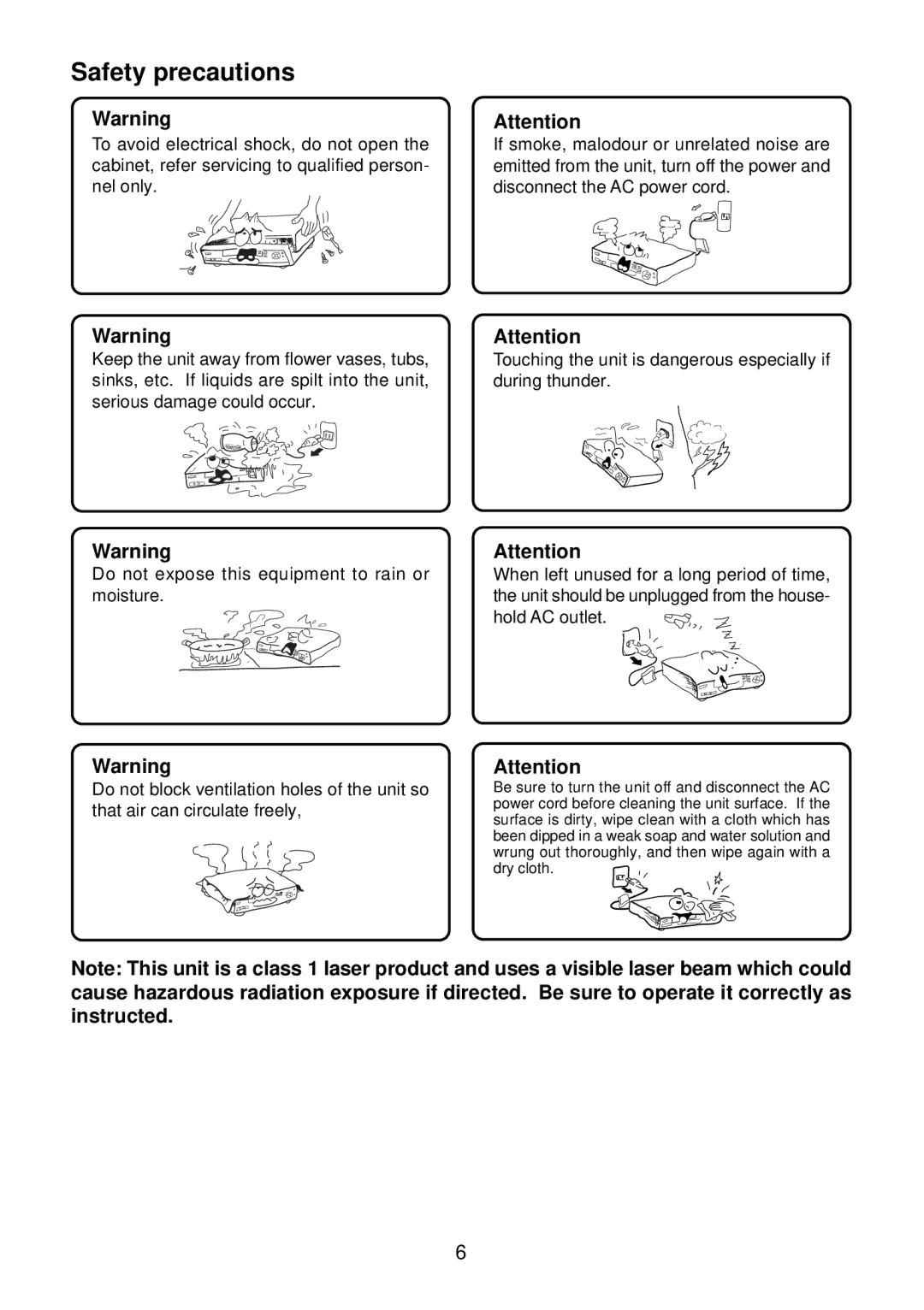 Diamond DVDV805-03 operation manual Safety precautions 