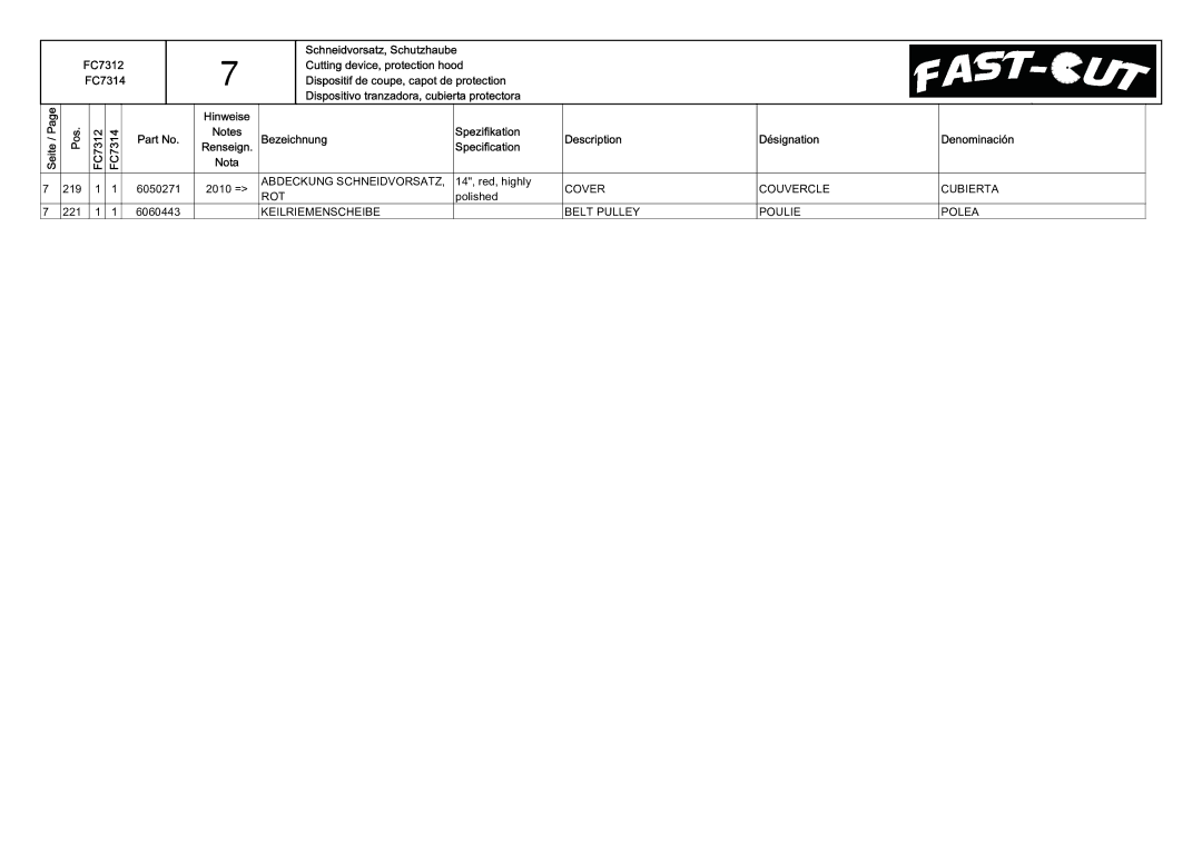 Diamond FC7312, FC7314 manual Bezeichnung Spezifikation Description Désignation 