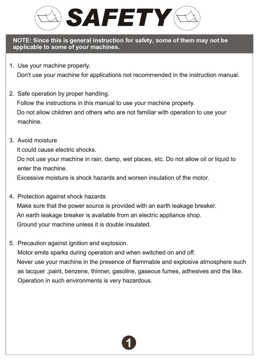 Diamond MIAA-15 manual Safety 