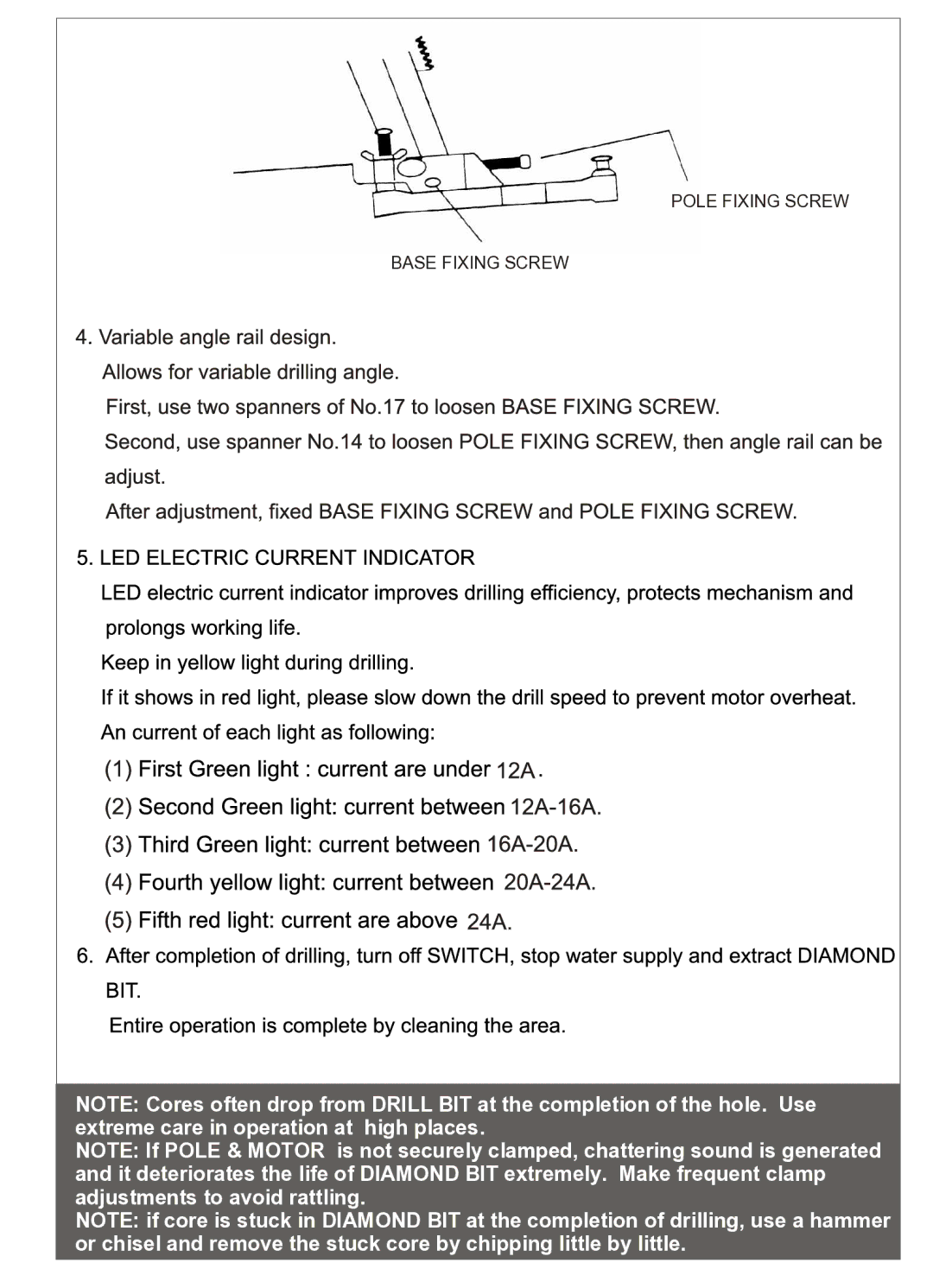 Diamond MIAA-15 manual Pole Fixing Screw Base Fixing Screw 