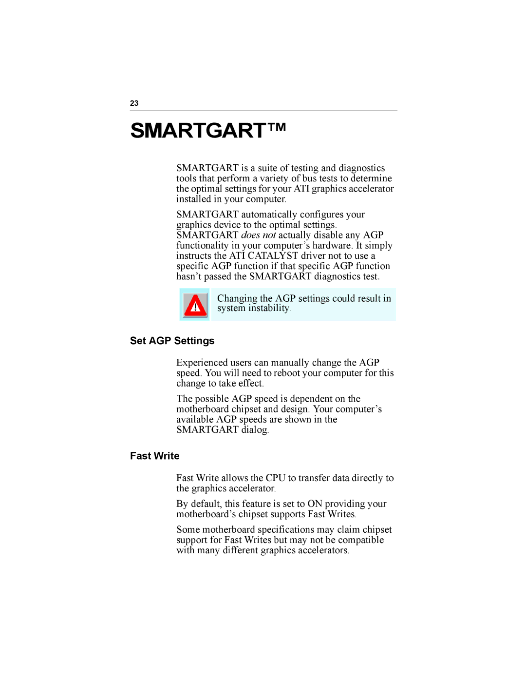 Diamond Multimedia 9000 specifications Set AGP Settings, Fast Write 