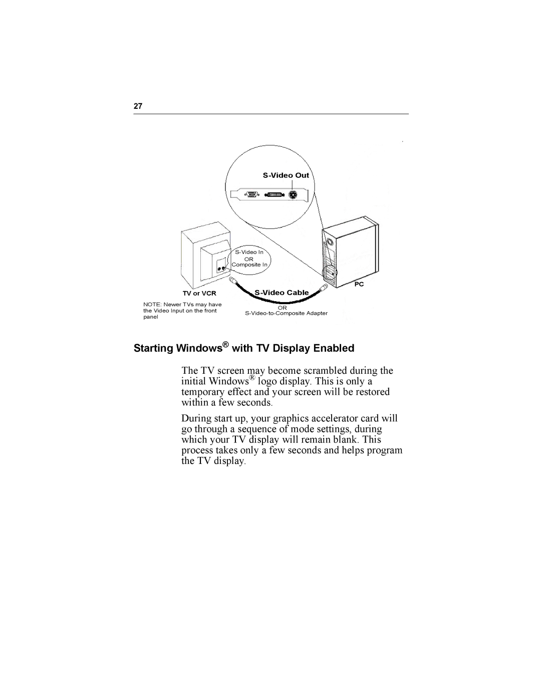 Diamond Multimedia 9000 specifications Starting Windows with TV Display Enabled 