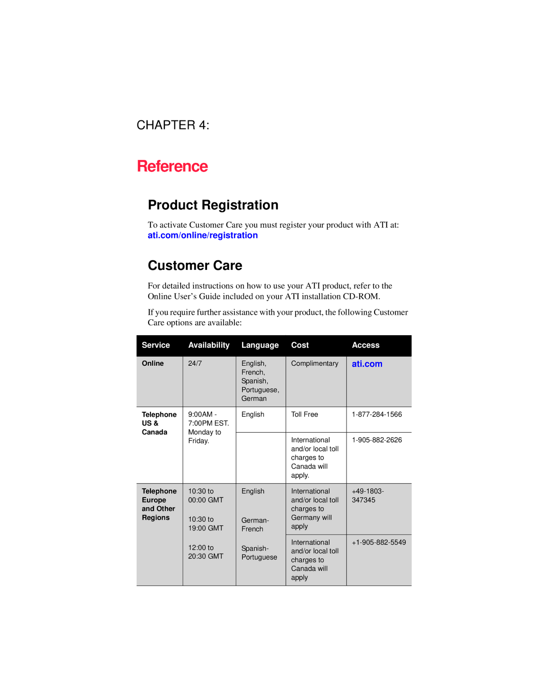 Diamond Multimedia 9600 PRO manual Reference, Product Registration Customer Care 