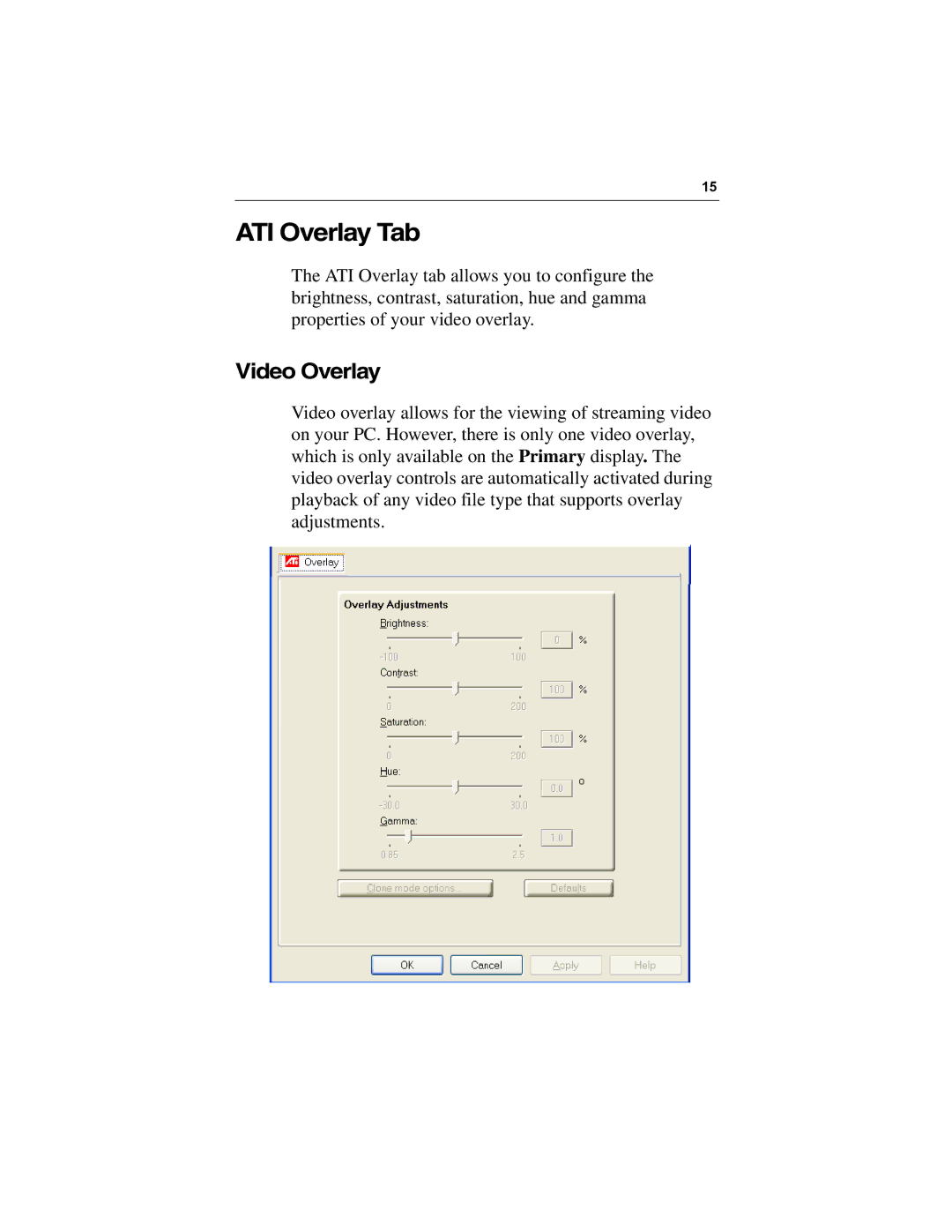 Diamond Multimedia 9800 Series specifications ATI Overlay Tab, Video Overlay 