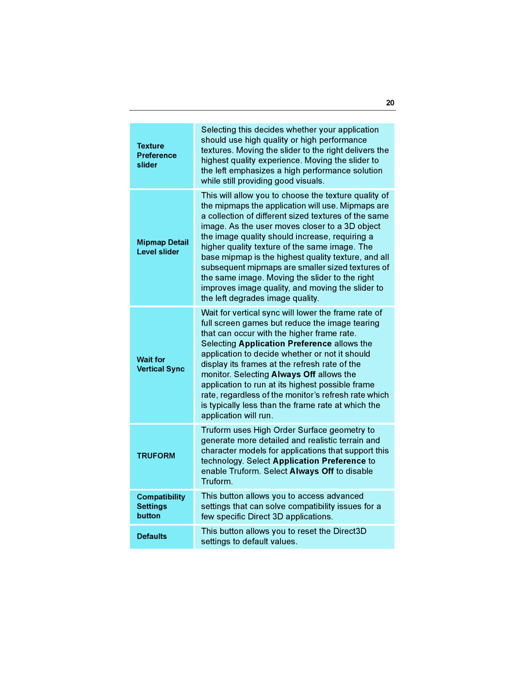 Diamond Multimedia 9800 Series specifications Selecting Application Preference allows 