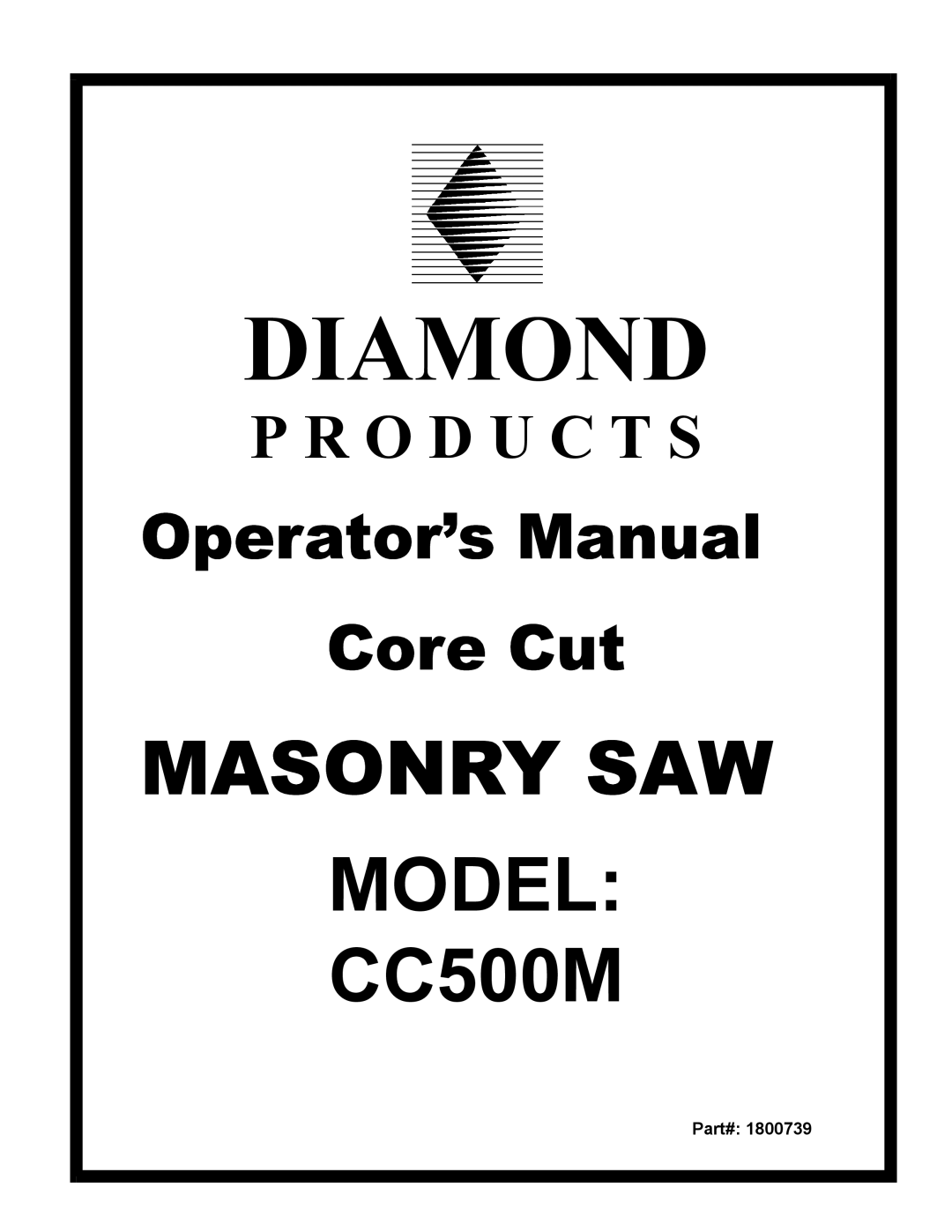 Diamond Power Products CC500M manual Diamond, Part# 