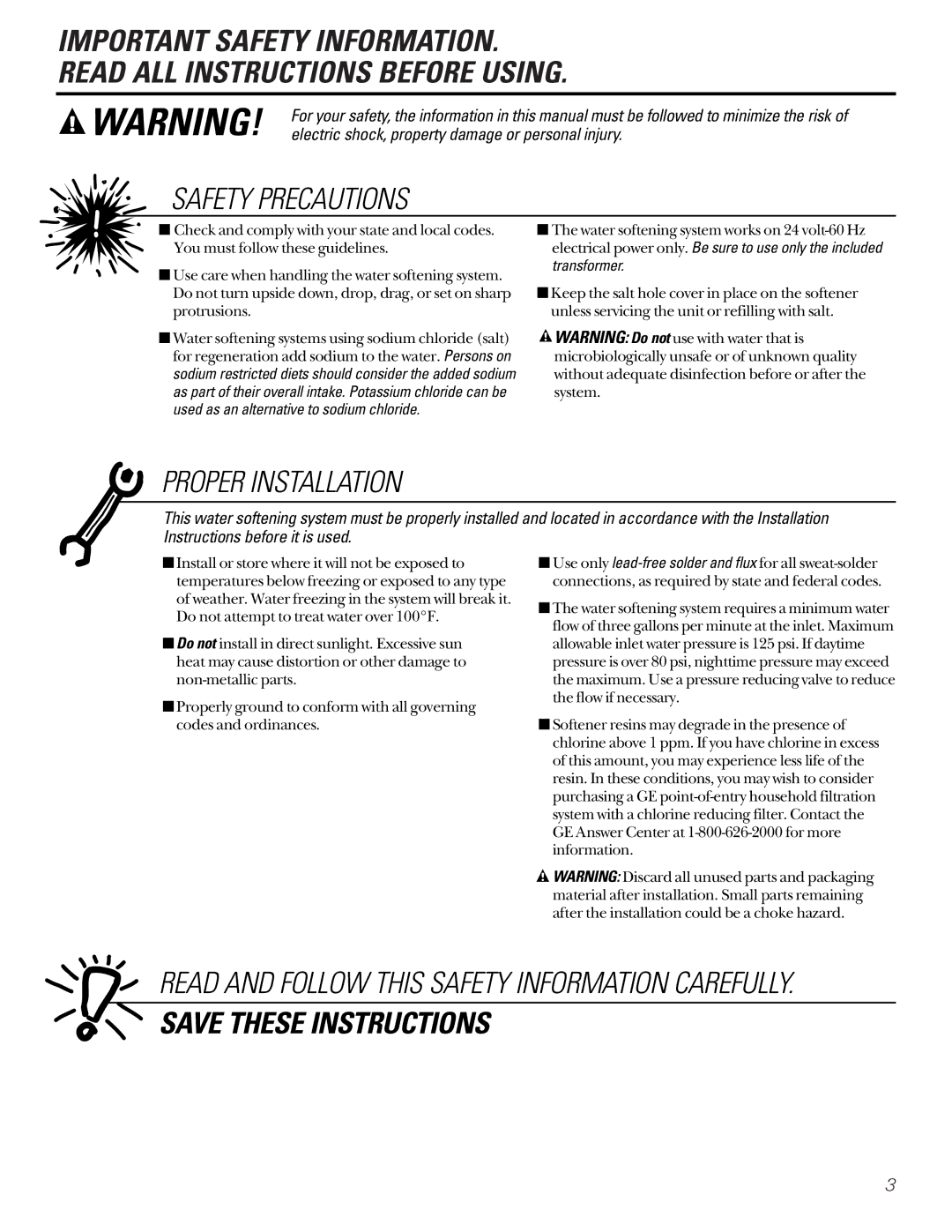 Diamond Power Products GNSF35Z01, GXSF39B, GXSF27B, GNSF18Z01 installation instructions Safety Precautions 