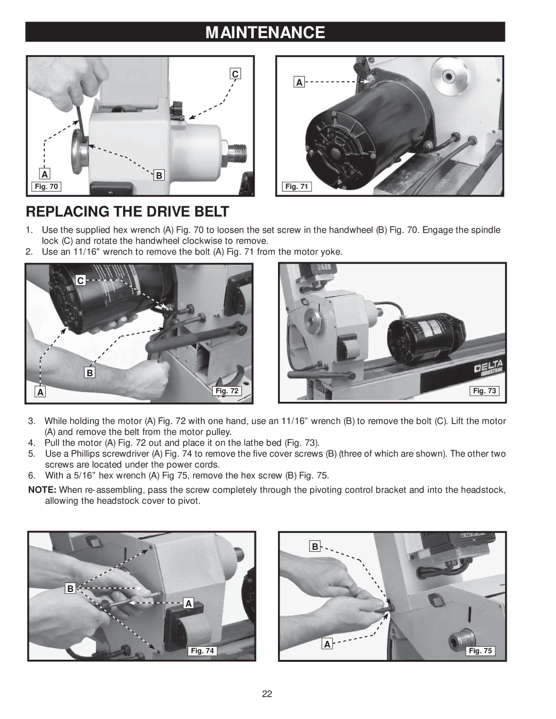 Diamond Systems 46-756 instruction manual Maintenance, Replacing the Drive Belt 