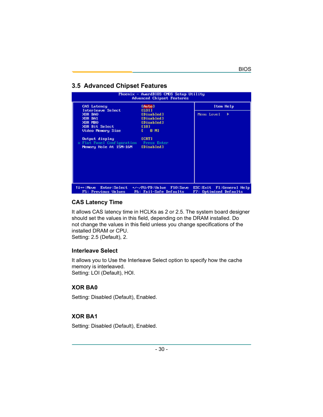 Diamond Systems LX800 PC/104 user manual Advanced Chipset Features, CAS Latency Time, Interleave Select 