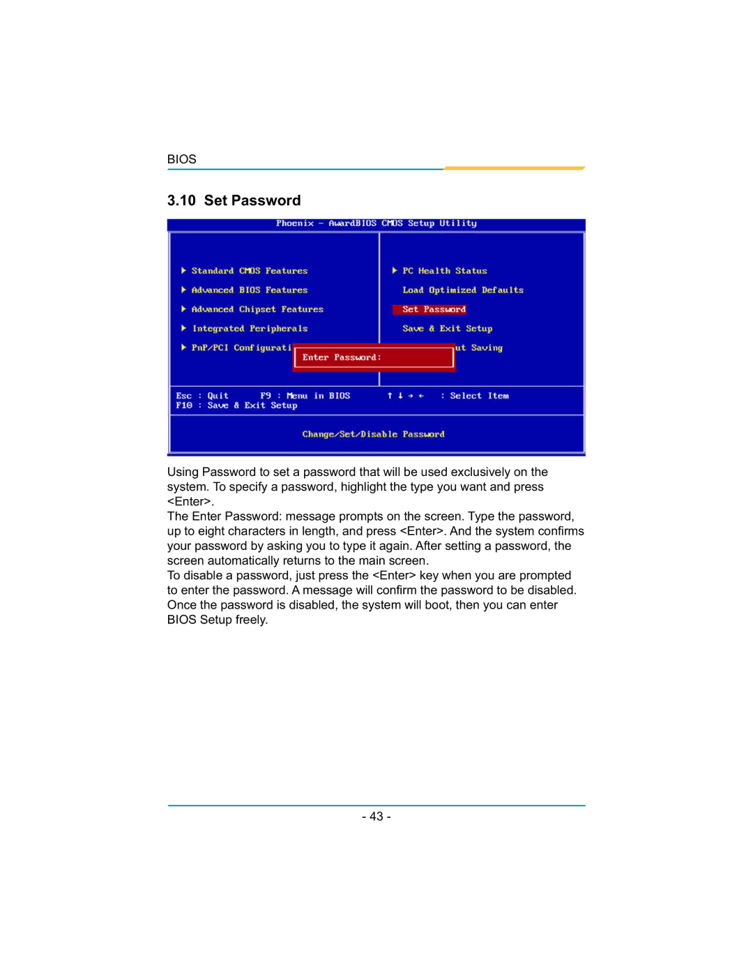 Diamond Systems LX800 PC/104 user manual Set Password 