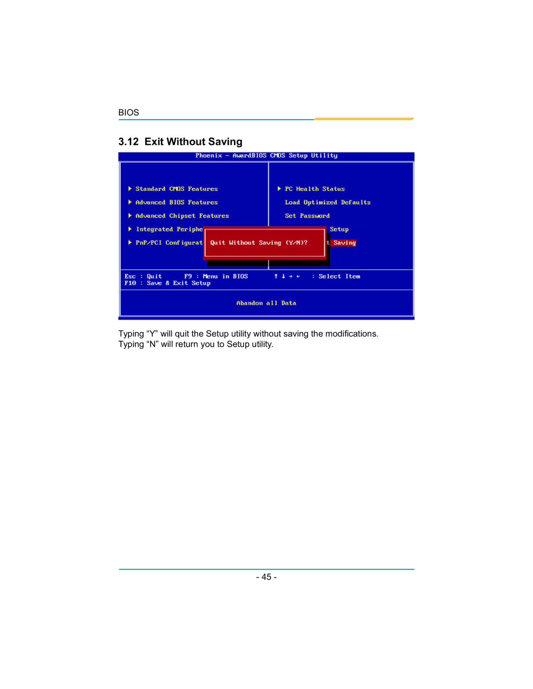 Diamond Systems LX800 PC/104 user manual Exit Without Saving 