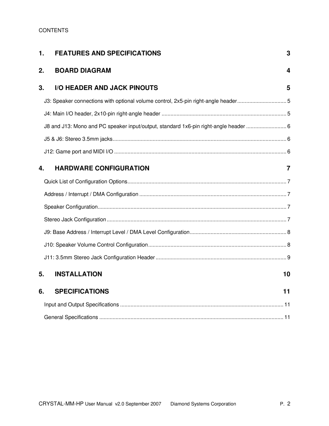 Diamond Systems MM-HP user manual Hardware Configuration 