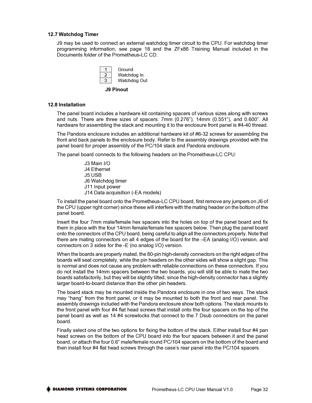 Diamond Systems PR-Z16-LC-ST, Low-Power PC/104 CPU Board With ZFx86 Processor user manual J9 Pinout Installation, J5 USB 