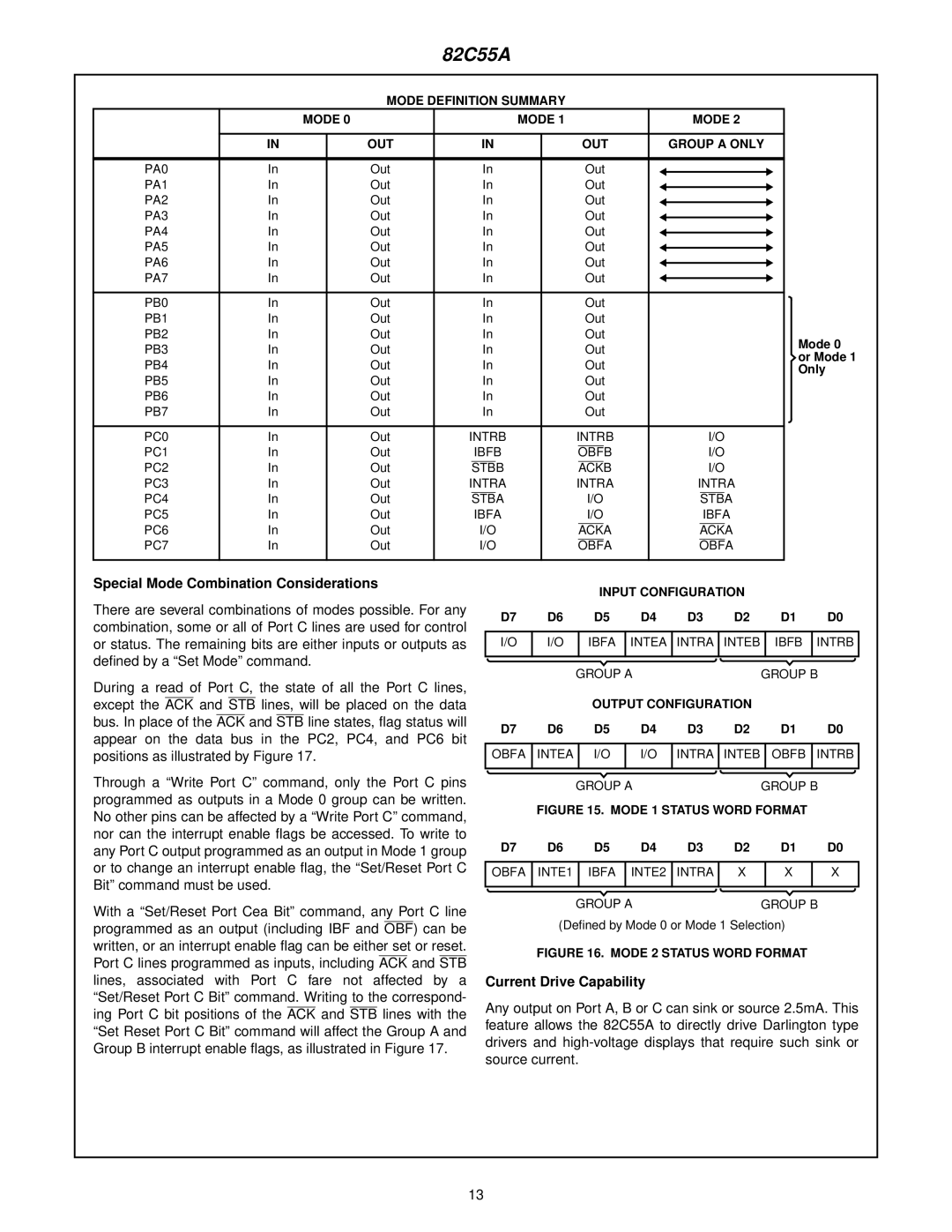 Diamond Systems RUBY-MM-1612 user manual Special Mode Combination Considerations, Current Drive Capability 