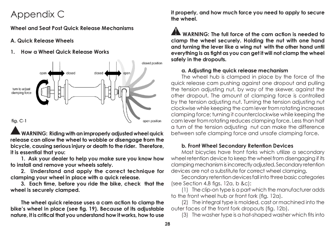 Diamondback 06.DB SS OM manual Appendix C, Front Wheel Secondary Retention Devices 