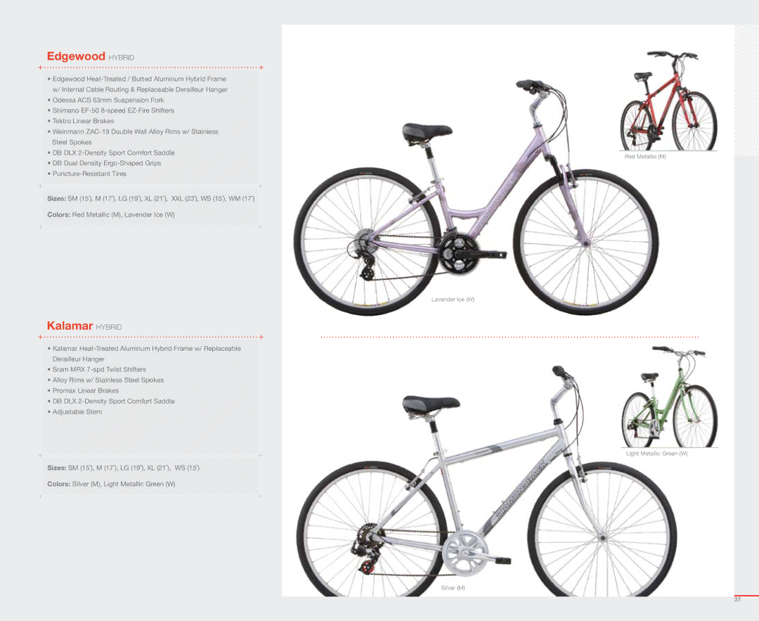 Diamondback 2007 manual Edgewood Hybrid, Kalamar Hybrid 