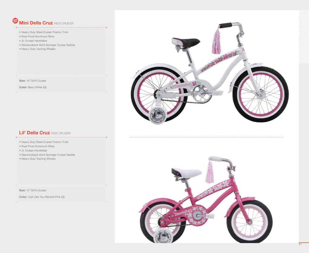 Diamondback 2007 manual Mini Della Cruz Kids Cruiser, Lil’ Della Cruz Kids Cruiser 