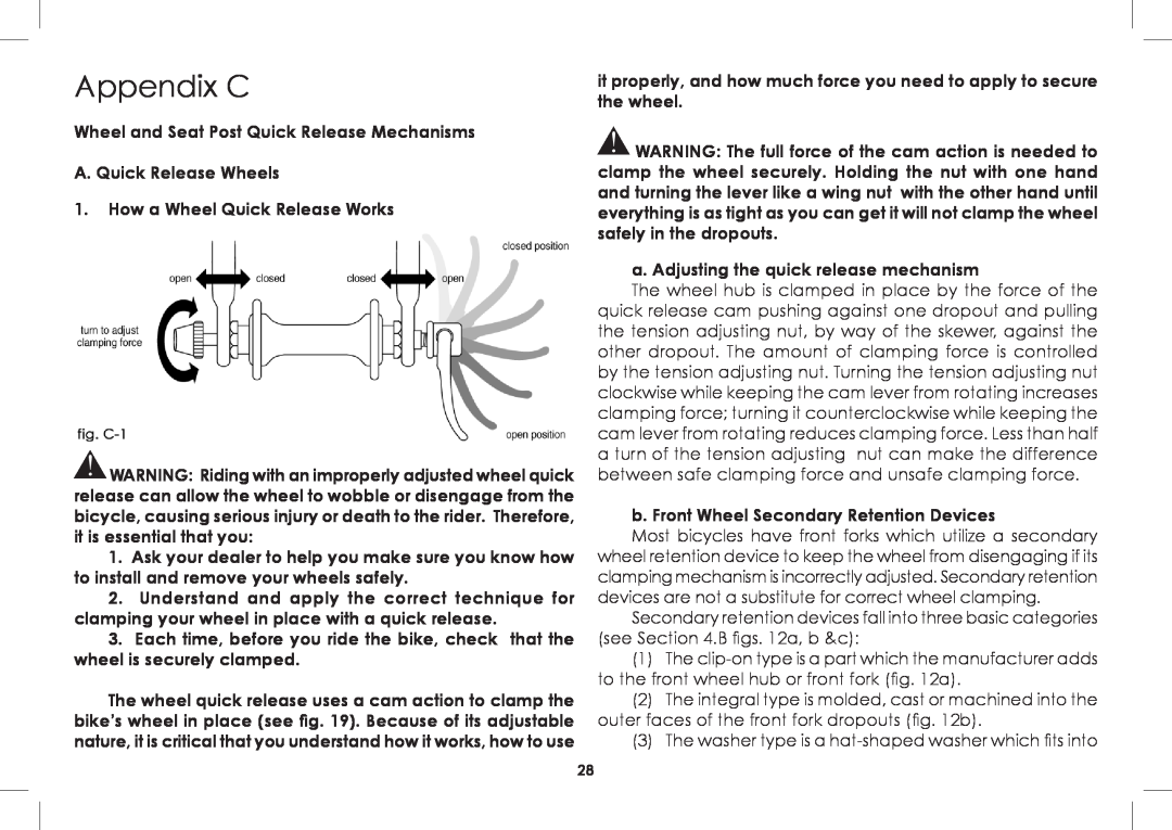 Diamondback 2008-2005 manual Appendix C 