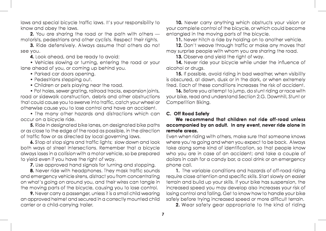 Diamondback 2008-2005 manual C. Off Road Safety 
