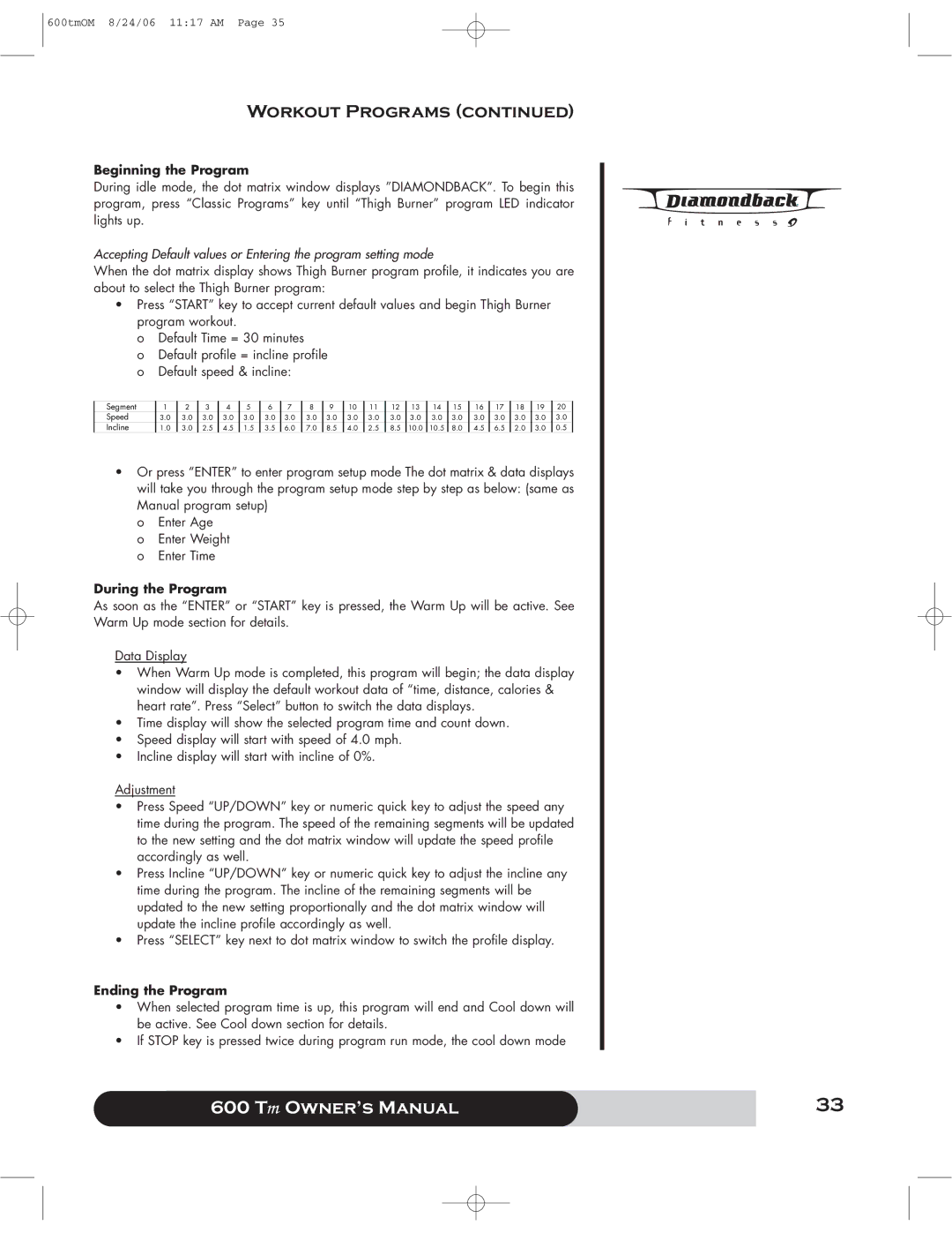 Diamondback 600 Tm manual 10.0 10.5 