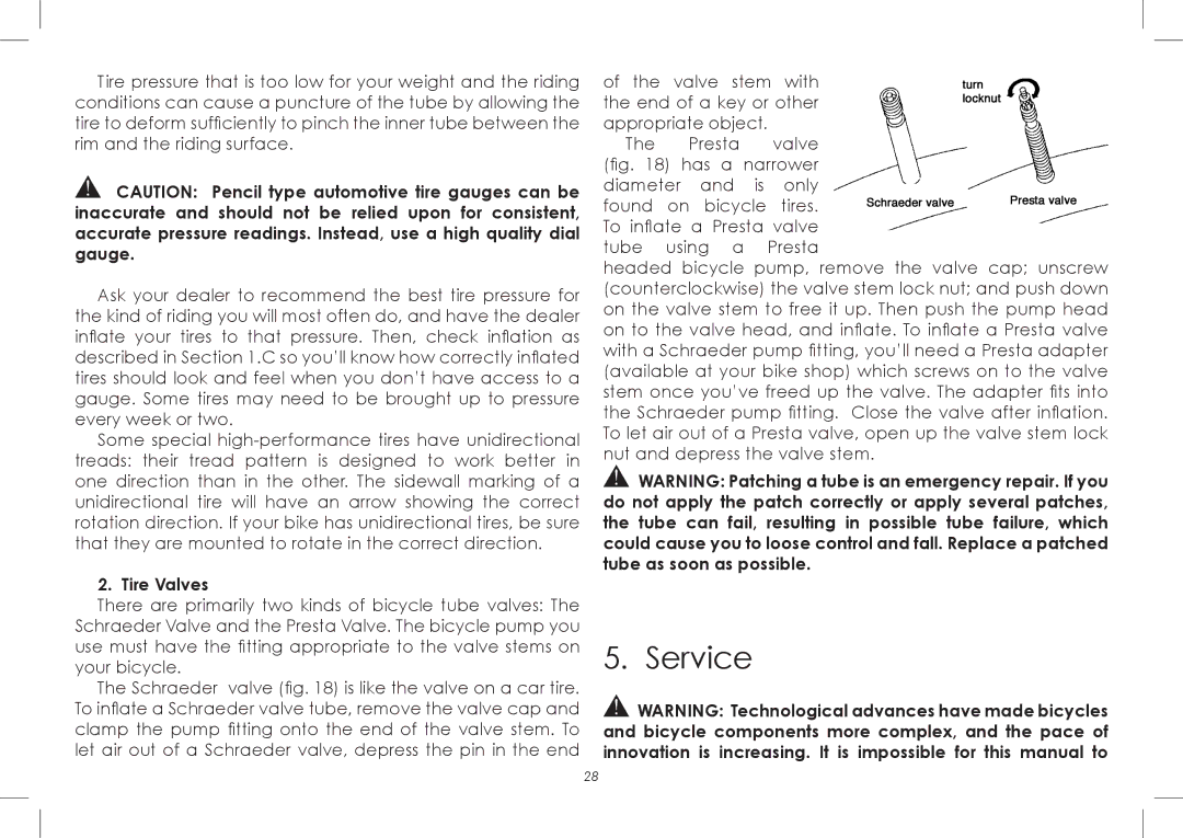 Diamondback 7th Edition manual Service, Tire Valves 