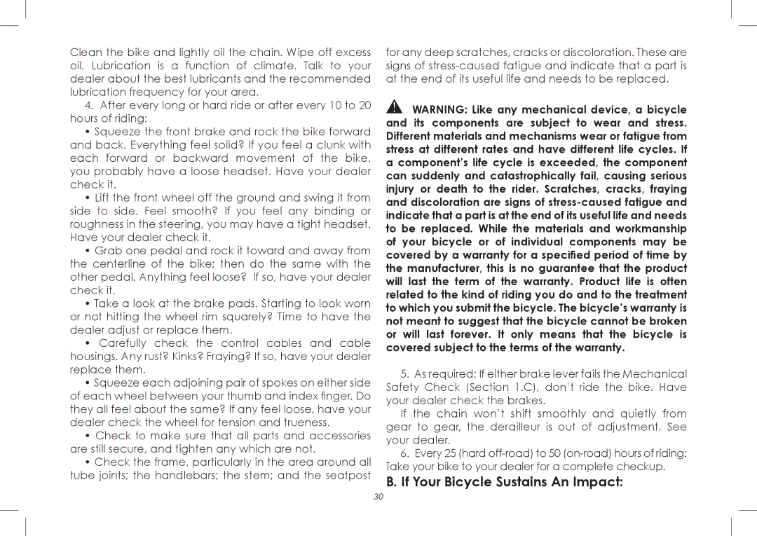 Diamondback 7th Edition manual If Your Bicycle Sustains An Impact 