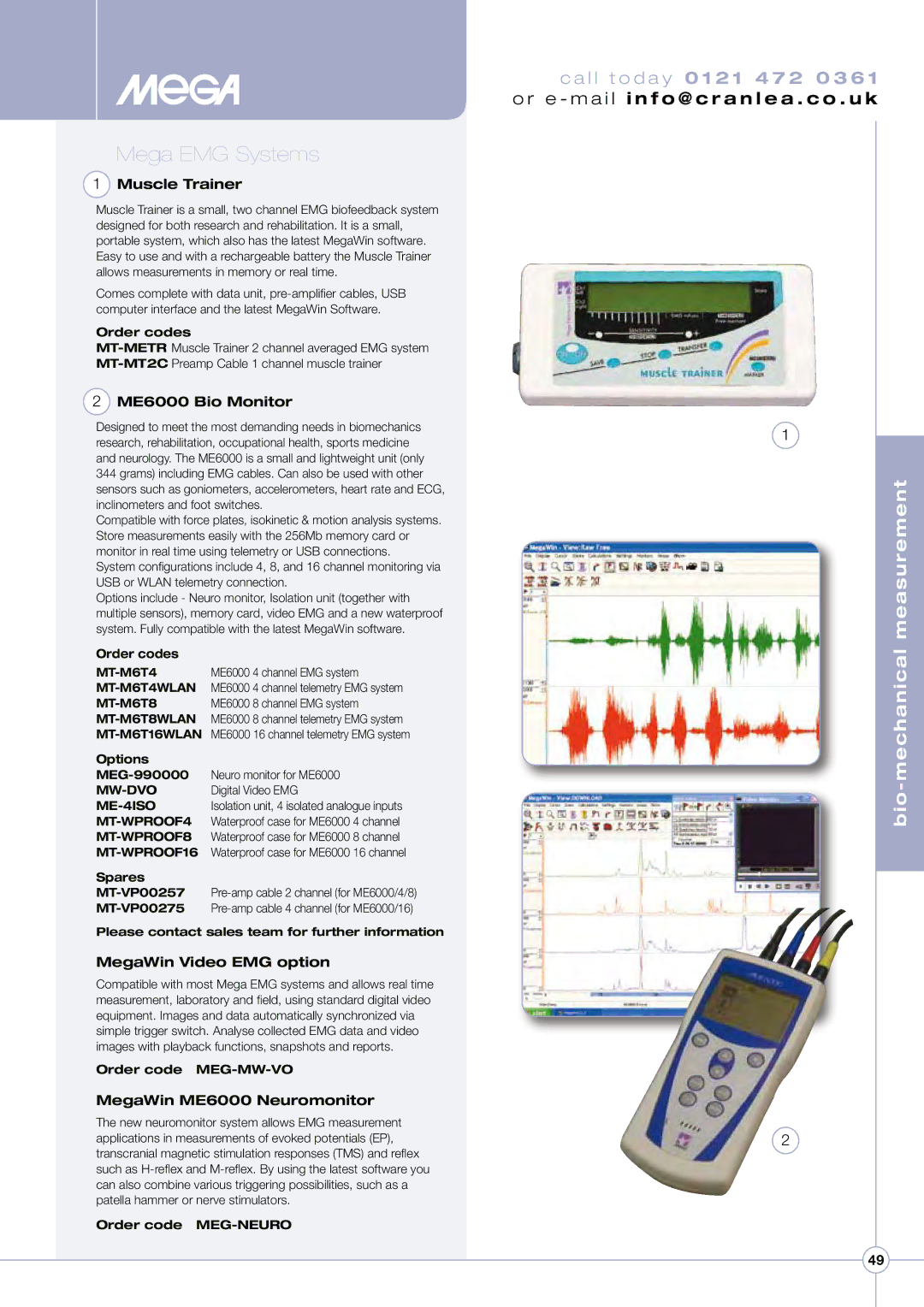 Diamondback Lode Valiant Treadmill manual Mega EMG Systems, Bio-mechanical measurement 