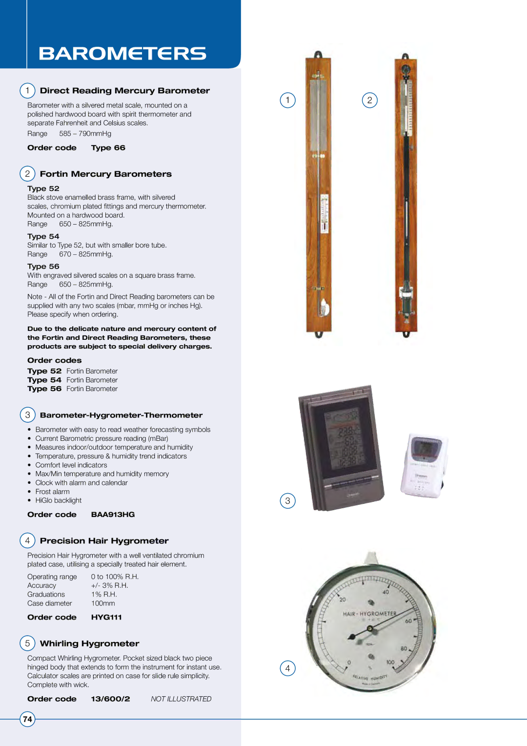 Diamondback Lode Valiant Treadmill Direct Reading Mercury Barometer, Fortin Mercury Barometers, Whirling Hygrometer 